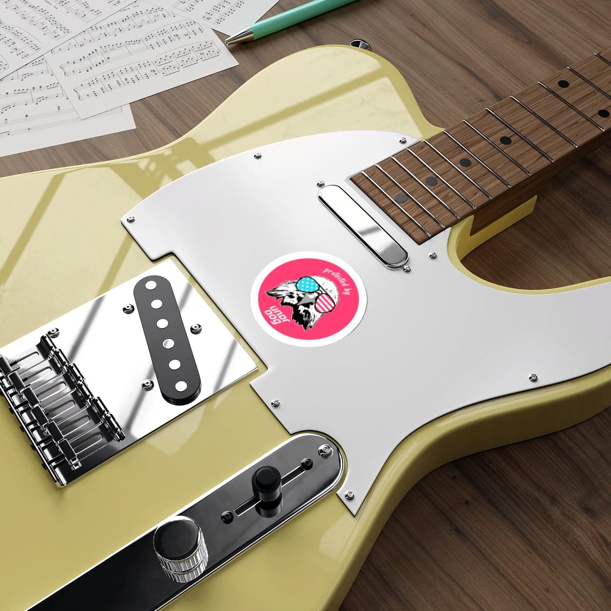 7376700860425639557_1200.jpg - Protected by Undrdog Round Die-Cut Sticker - Undrdog Surface Products