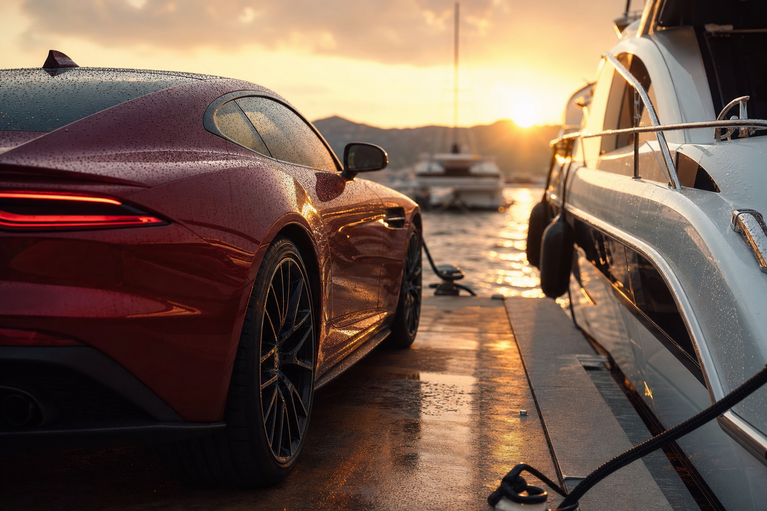 Ceramic coated car with beading water compared to traditional paint sealant protection