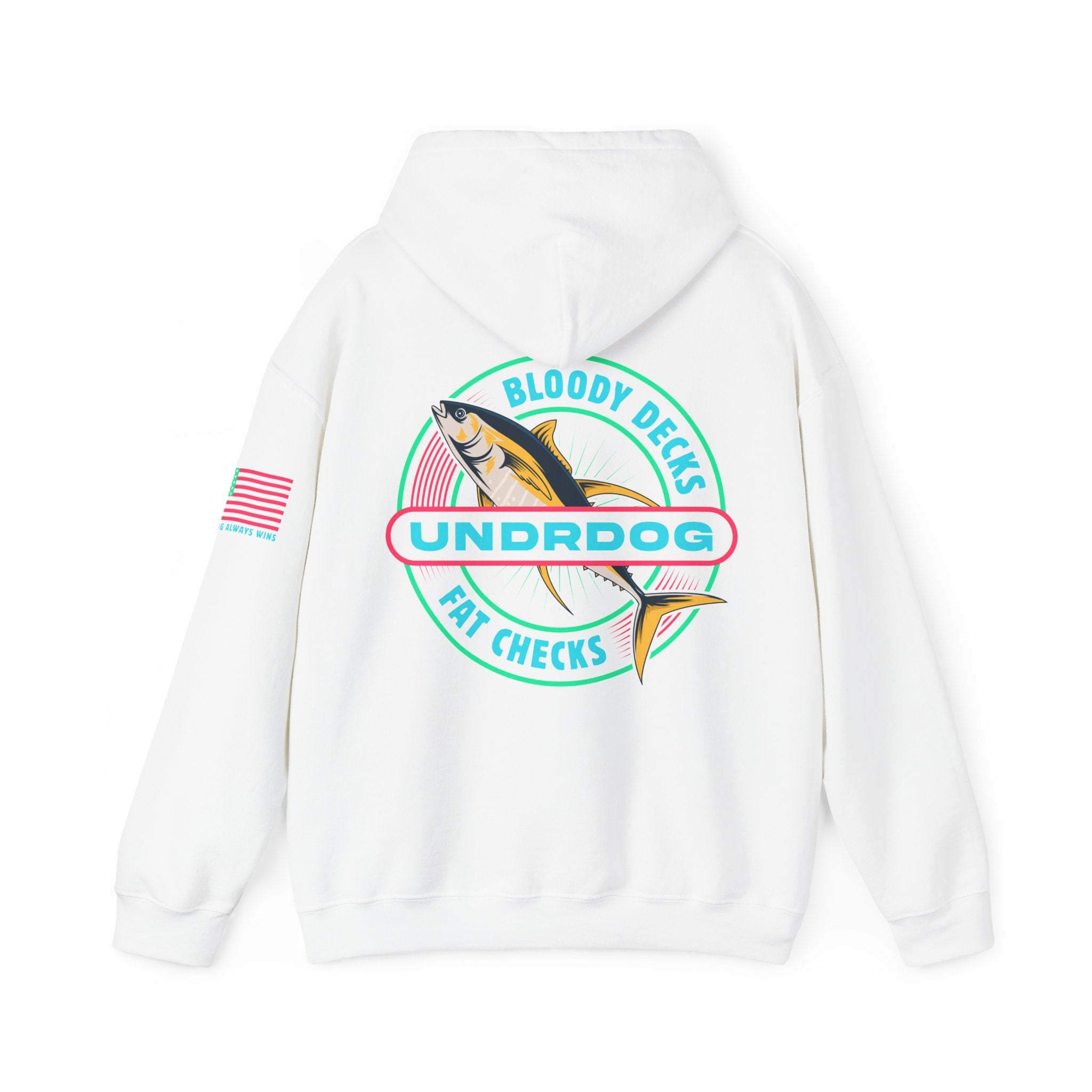 15557116061444004065_2048.jpg - Bloody Decks Fat Checks Undrdog Heavy Blend™ Hooded Sweatshirt - Undrdog Surface Products