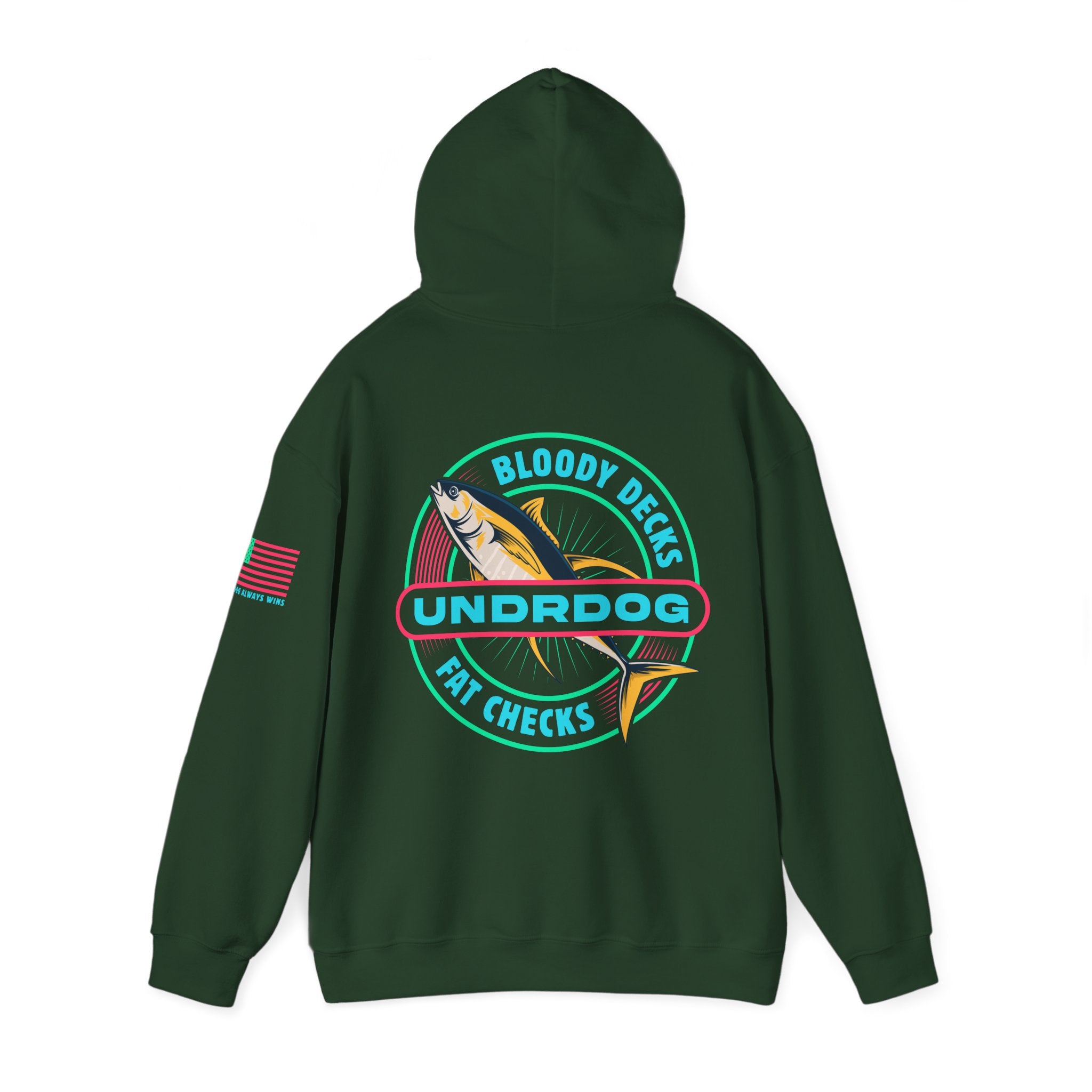 15712305612853480750_2048.jpg - Bloody Decks Fat Checks Undrdog Heavy Blend™ Hooded Sweatshirt - Undrdog Surface Products